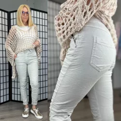 Melly gumis derekú elasztikus farmer8139-bézs