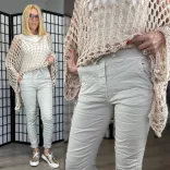 Melly gumis derekú elasztikus farmer8139-bézs