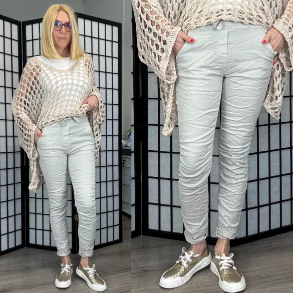 Melly gumis derekú elasztikus farmer8139-bézs