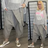 Hello Mya gumis derekú elasztikus ülepes vászon nadrág 70962 - taupe