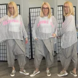 Hello Mya gumis derekú elasztikus ülepes vászon nadrág 70962 - taupe