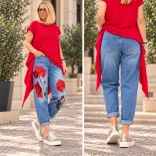 Wendy Trendy hímzett pipacsos farmer 925065- világoskék