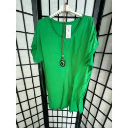 Vibe pamut viszkóz basic tunika 23118 - benettonzöld