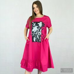 Growth rövidujjú vászon ruha zsebbel 1009 - pink