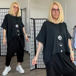 Xin Xin oversize környakú basic pamut felső 9562 - fekete