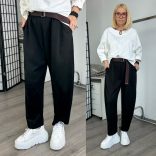 Lucky gumis derekú nadrág övvel K2453-fekete