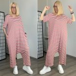 SUN csíkos, ülepes overál 9122 - piros