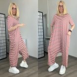 SUN csíkos, ülepes overál 9122 - piros