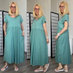 Loretta rövid ujjúpamut ruha 25107 - türkiz