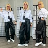 Monique vegánbőr nadrág19283-fekete