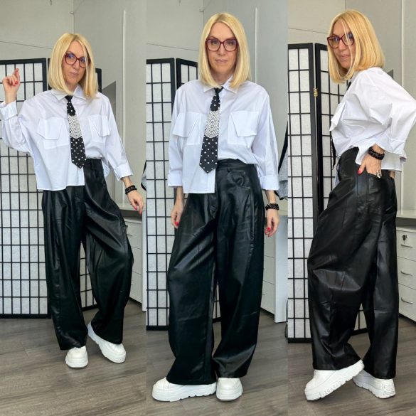 Monique vegánbőr nadrág19283-fekete