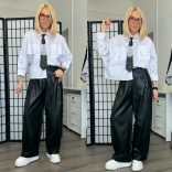 Monique vegánbőr nadrág19283-fekete