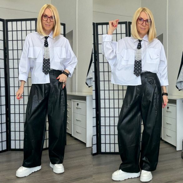 Monique vegánbőr nadrág19283-fekete