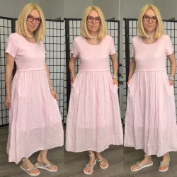Freya környakú pamut ruha 26508 - rózsaszín