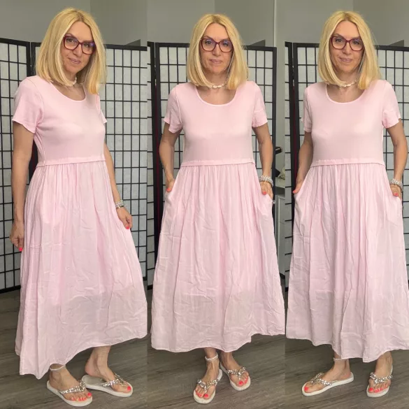 Freya környakú pamut ruha 26508 - rózsaszín