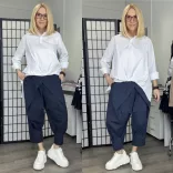 WENDY TRENDY  ülepes átlapolt nadrág925069-sötétkék