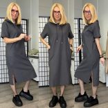 Britni kapucnis tenisz ruha  HM5005-sötétszürke