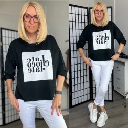 Late Choco Late hosszú ujjú pamut felső 16262 - fekete