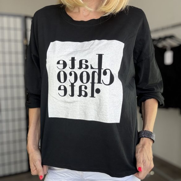 Late Choco Late hosszú ujjú pamut felső 16262 - fekete