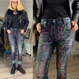 S Woman elasztikus fröcskölt farmer SW1642-sötétkék