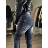 S Woman elasztikus fröcskölt farmer SW1642-sötétkék