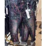 S Woman elasztikus fröcskölt farmer SW1642-sötétkék