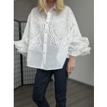 Zeta Otto csipkés fodros ujjú pamut ing 15985/98 - fehér