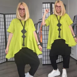 158C lefele bővülő vászon tunika 53256- pisztácia