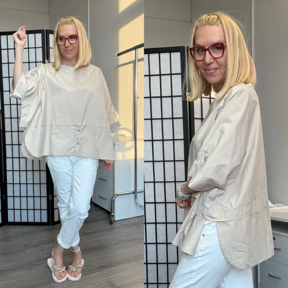 Wendy Trendy oversize vászon felső226143-bézs
