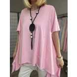 158C pamut aszimmetrikus tunika 52443-rózsaszín