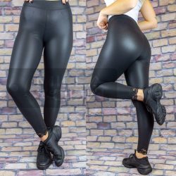   BLU gumis derekú elasztikus csipkés aljú bélelt leggings-fekete 6859