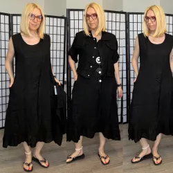 Womanity ujjatlan len ruha len dzsekivel 55098-fekete