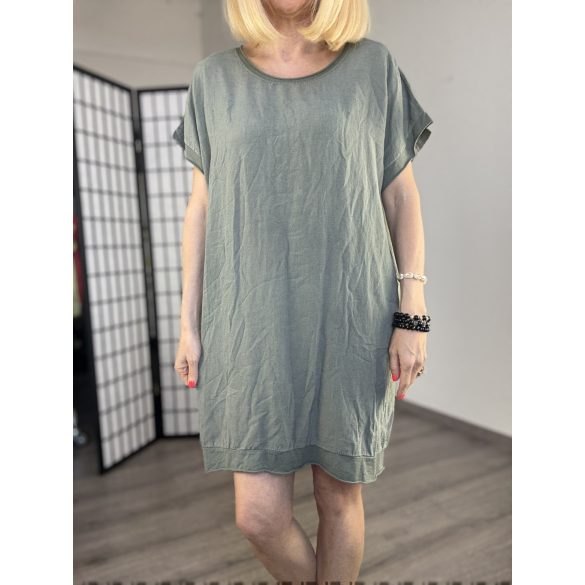 Vibe pamut viszkóz basic tunika 23118 - khaki