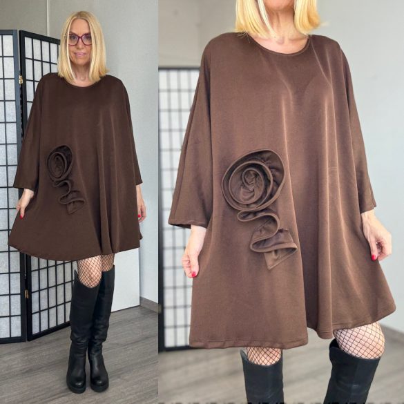 Lux Luna rózsadíszes tunika 50990 - csokibarna