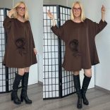 Lux Luna rózsadíszes tunika 50990 - csokibarna