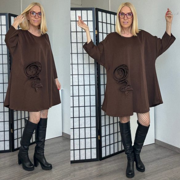 Lux Luna rózsadíszes tunika 50990 - csokibarna