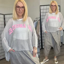 Hello Mya Los Angeles kőmosott kötött felső 0643 -taupe