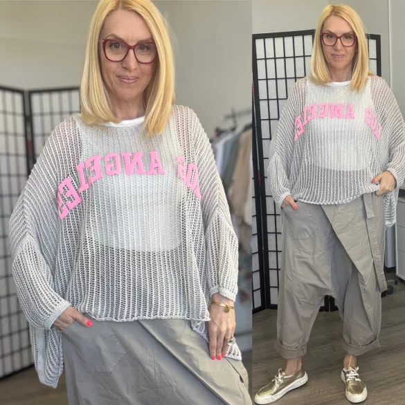 Hello Mya Los Angeles kőmosott kötött felső 0643 -taupe