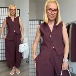SUN aszimmetrikus átlapolt mellény, V kivágású 9159 - bordó