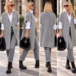 Zoya gombos oversize kötött mellény - szürke