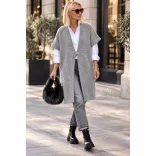 Zoya gombos oversize kötött mellény - szürke