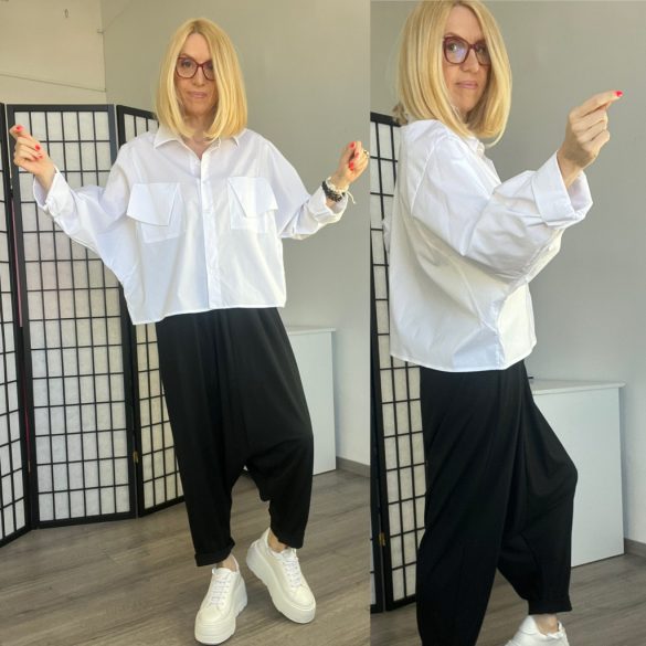 SUN crop ing aszimmetrikus zsebbel 8536 - fehér