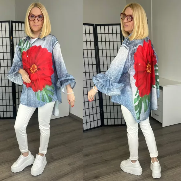 Poppy fodros ujjú ing25000-farmerhatású