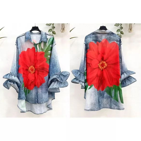 Poppy fodros ujjú ing25000-farmerhatású