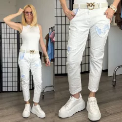 S Woman elasztikus  szívecskés farmer SW1985-fehér