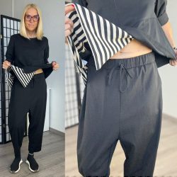 Wendy Trendy ülepes nadrág 800017 - fekete