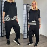 Wendy Trendy ülepes nadrág 800017 - fekete