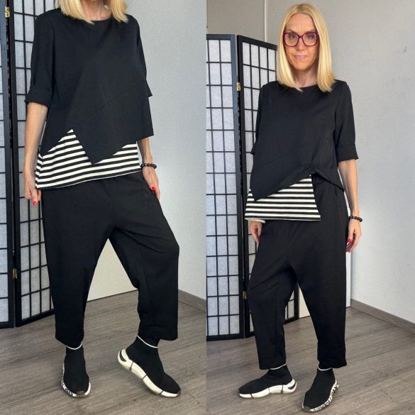 Wendy Trendy ülepes nadrág 800017 - fekete