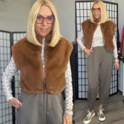 Reine kifordítható szőrös mellény G230151-camel
