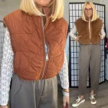 Reine kifordítható szőrös mellény G230151-camel